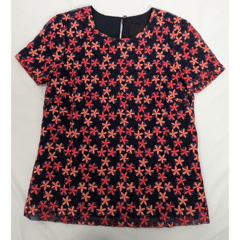 J. Crew Collection Embroidered Floral Organza Blouse Size 0